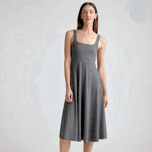 Quince Flowknit Breeze Fit & Flare Sleeveless Dress Charcoal Gray Small